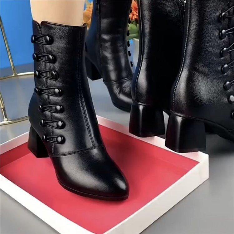 Botine din piele ultra-confortabile cu fermoar lateral 